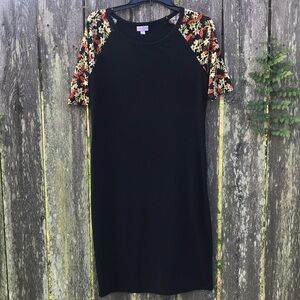 LuLaRoe Julia Shift Dress w/ Floral Sleeves, med